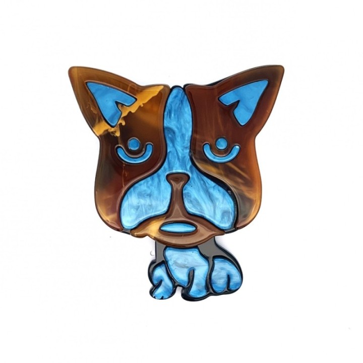 Spilla Resina Can Bosque Caramel Blue