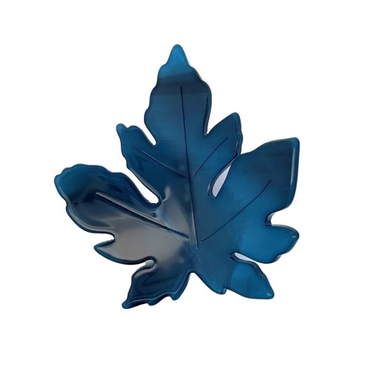 Spilla Resina Foglia d'Acero Blu
