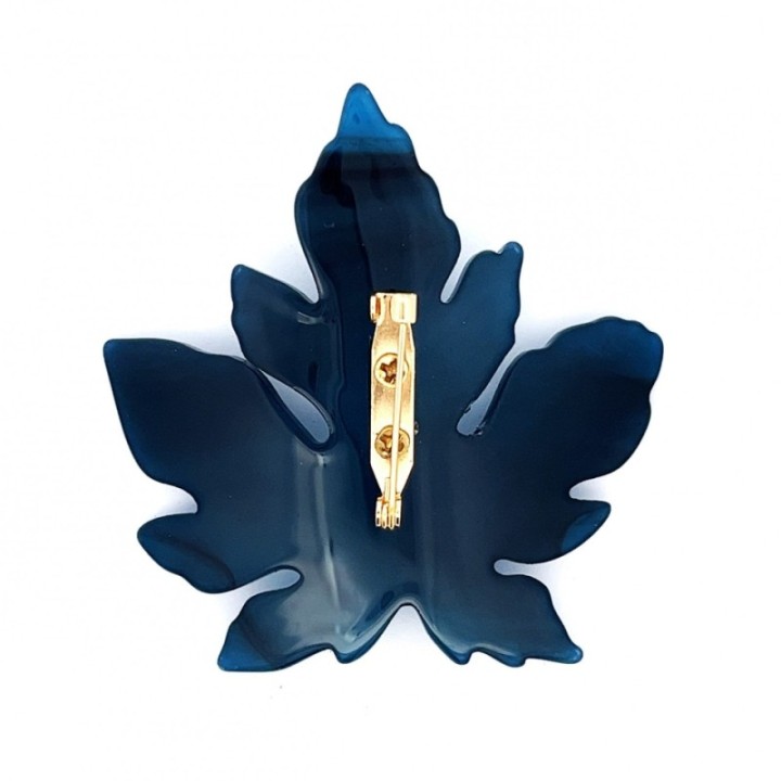 Spilla Resina Foglia d'Acero Blu