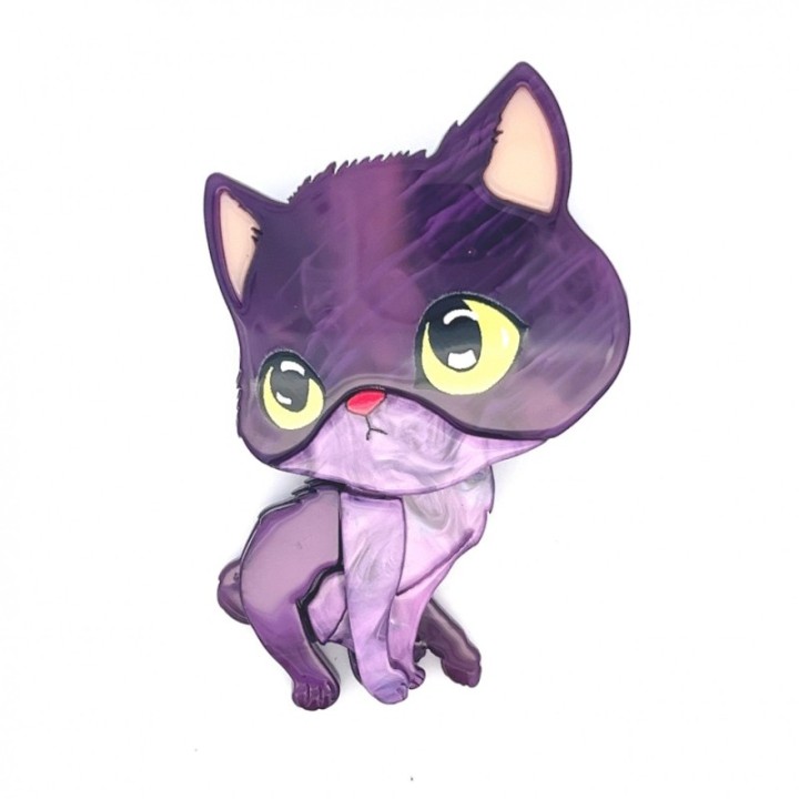 Spilla Resina Gattina Birba Violetta