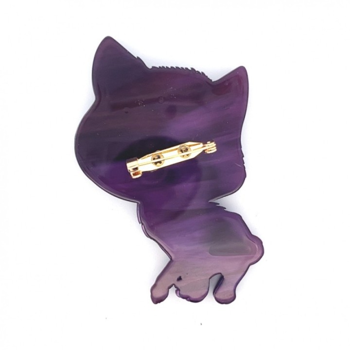Spilla Resina Gattina Birba Violetta