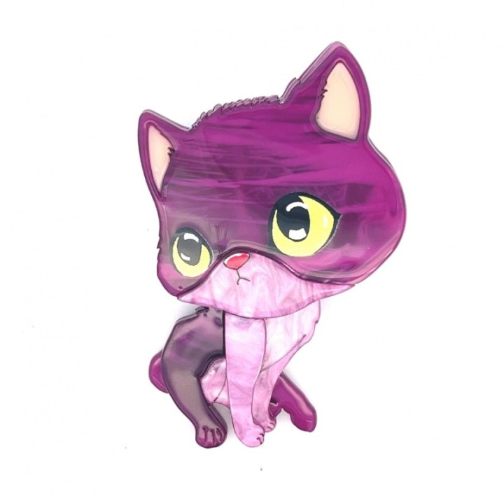 Spilla Resina Gattina Birba Fucsia