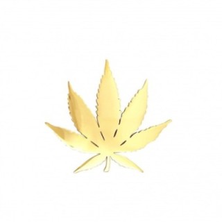 Spilla Foglia di Marjuana Acciaio Dorato