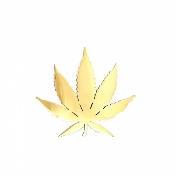 Spilla Foglia di Marjuana Acciaio Dorato