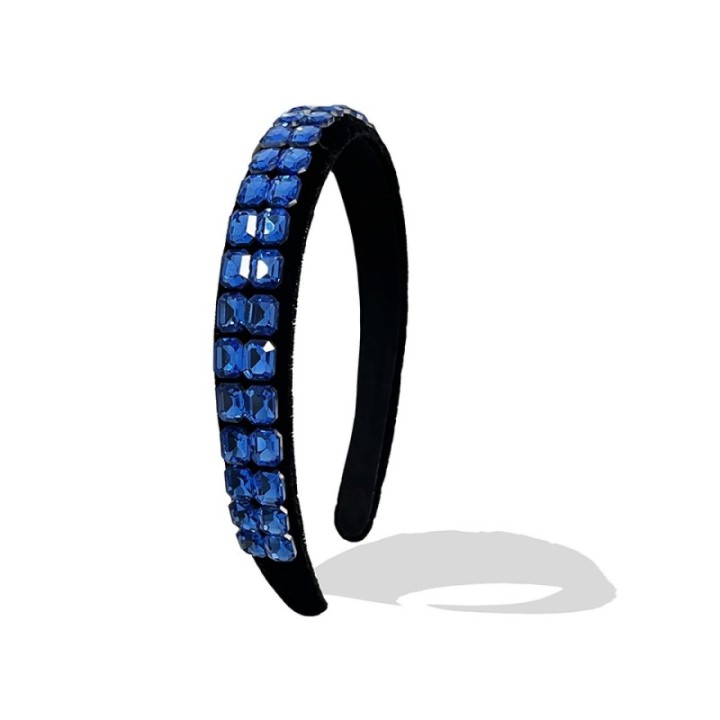 Cerchietto Nero con Cristalli Blu