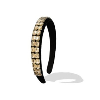 Cerchietto Nero con Cristalli Champagne