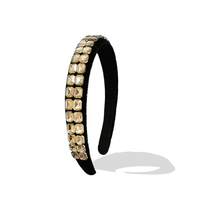 Cerchietto Nero con Cristalli Champagne