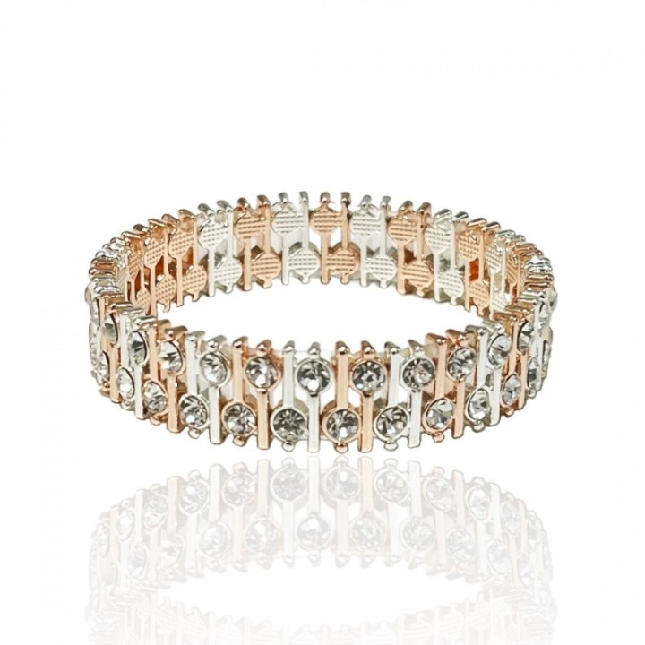 Bracciale Bijoux Elastico Bicolore con Zirconi