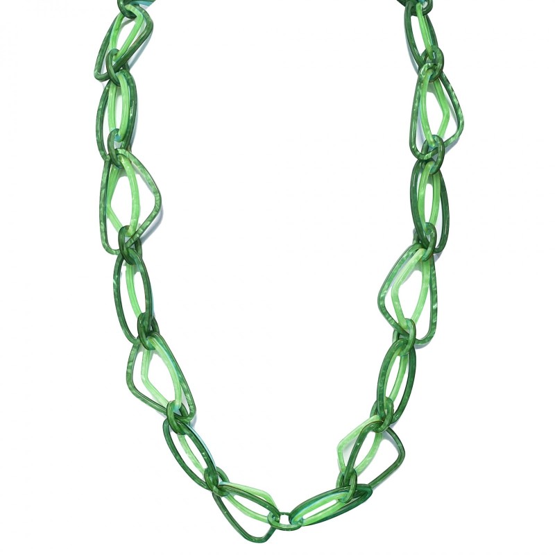 Collana Resina Lunga Catena Intreccio Verde