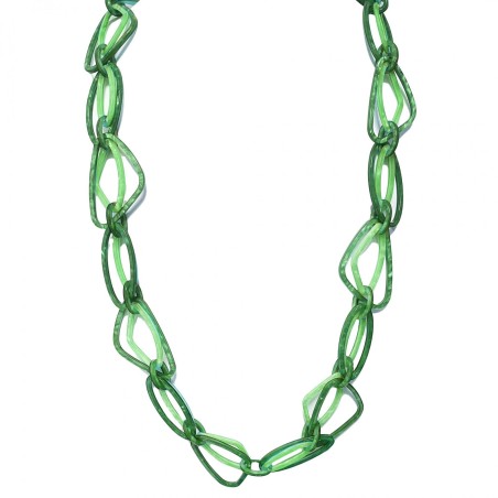 Collana Resina Lunga Catena Intreccio Verde