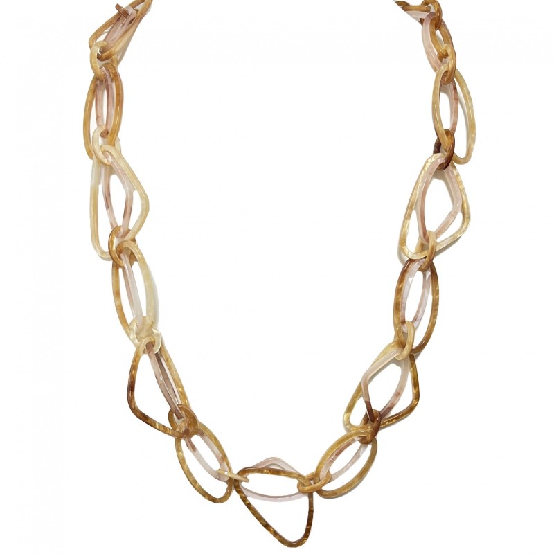 Collana Resina Lunga Catena Intreccio Champagne