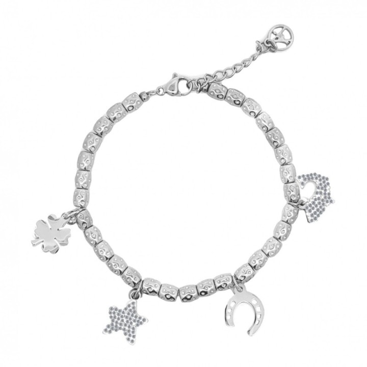 Braccialetto Pepita Giro-Charms Acciaio