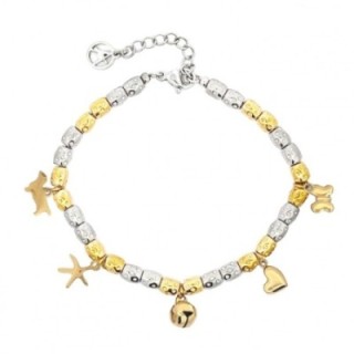 Braccialetto Pepita Giro-Charms Acciaio Bicolore