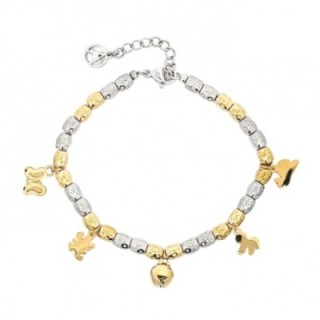 Braccialetto Pepita Giro-Charms Acciaio Bicolore