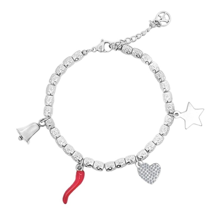 Braccialetto Pepita Giro-Charms Acciaio