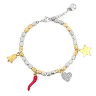 Braccialetto Pepita Giro-Charms Acciaio Bicolore