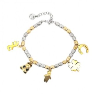 Braccialetto Pepita Giro-Charms Acciaio Bicolore