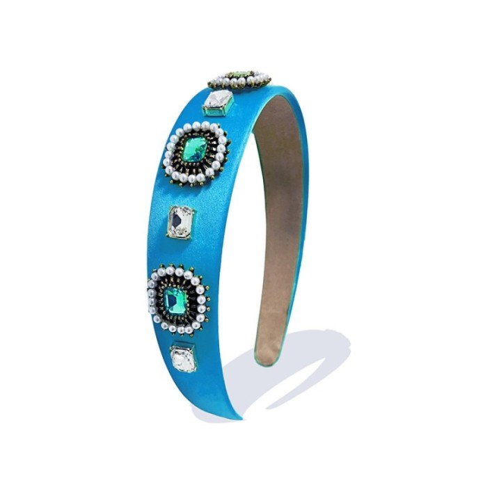 Cerchietto Azzurro Perle Strass Zirconi