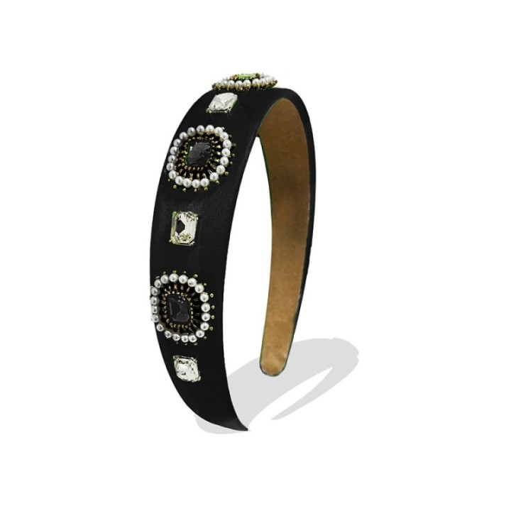 Cerchietto Nero Perle Strass Zirconi