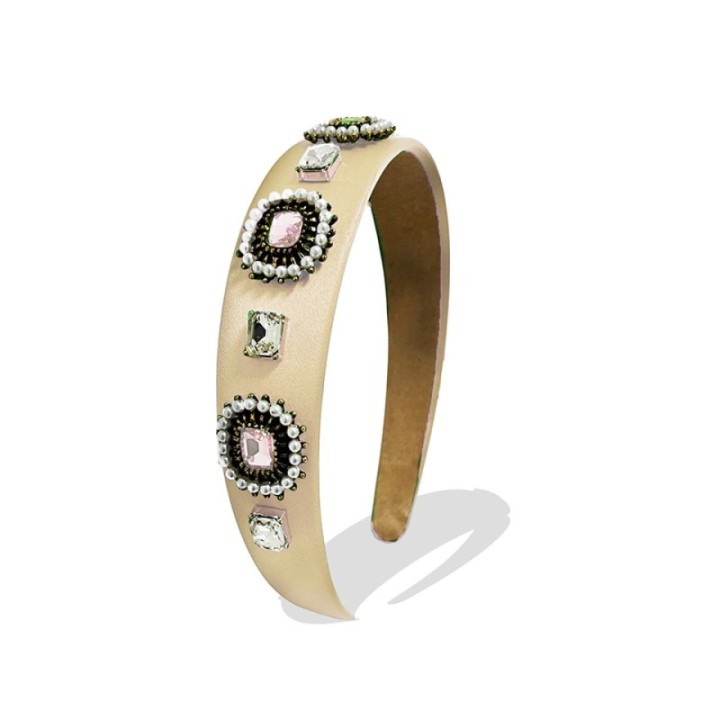 Cerchietto Beige Perle Strass Zirconi