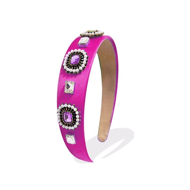 Cerchietto Fucsia Perle Strass Zirconi