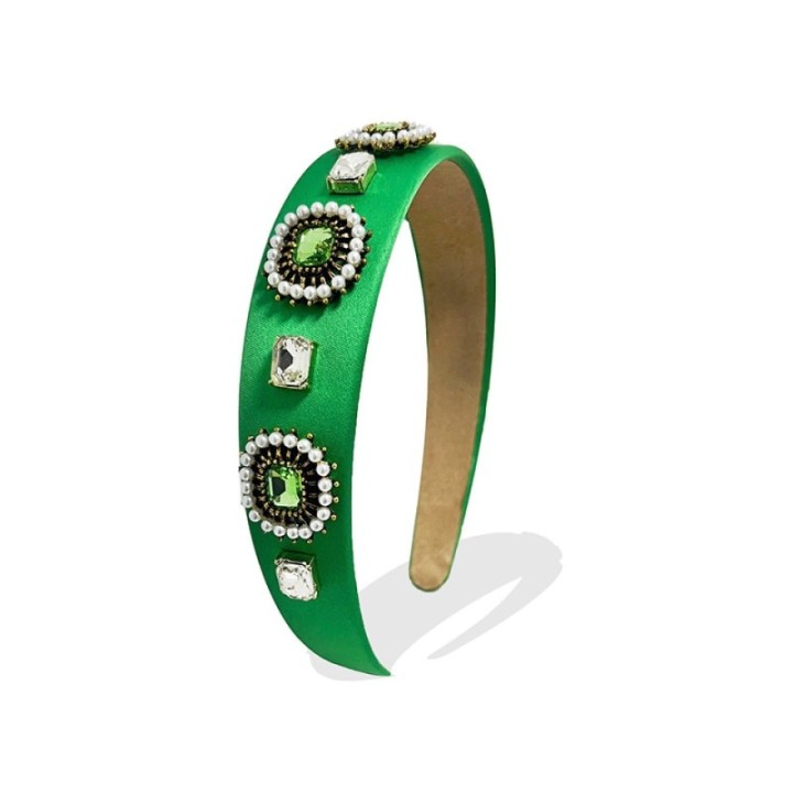 Cerchietto Verde Perle Strass Zirconi