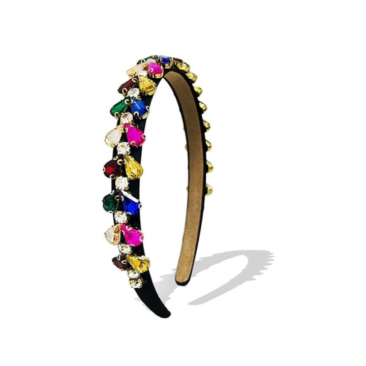 Cerchietto Diamondo Nero Cristalli Multicolore
