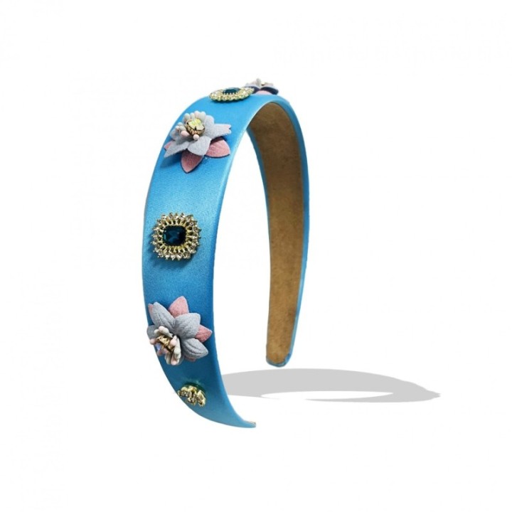 Cerchietto Azzurro Flower Zirconia