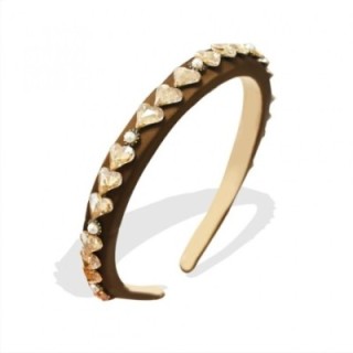 Cerchietto Marrone Perle e Cuore Cristalli Champagne