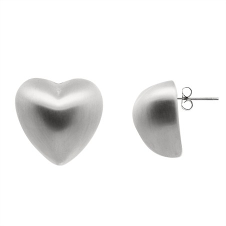 Bottone Bombato Cuore Satinato Acciaio 316L