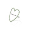 Anello Regolabile Cuore con Strass Verdi Acciaio