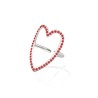 Anello Regolabile Cuore con Strass Rossi Acciaio
