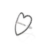 Anello Regolabile Cuore con Strass Neri Acciaio