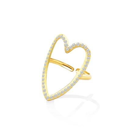 Anello Regolabile Cuore con Strass Bianchi Acciaio