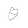 Anello Regolabile Cuore con Strass Rosa Acciaio