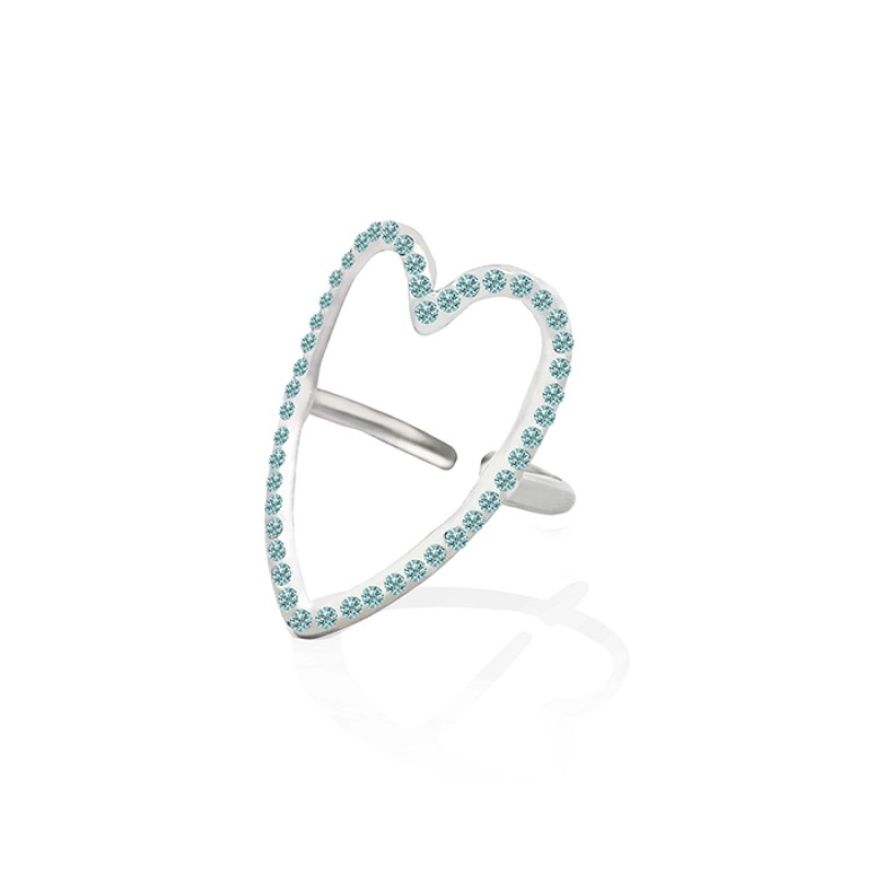 Anello Regolabile Cuore con Strass Tiffany Acciaio