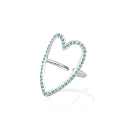 Anello Regolabile Cuore con Strass Tiffany Acciaio