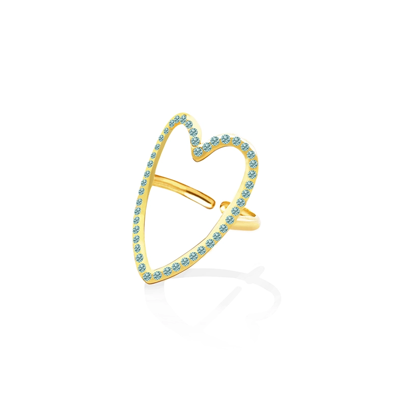 Anello Regolabile Cuore con Strass Tiffany Acciaio