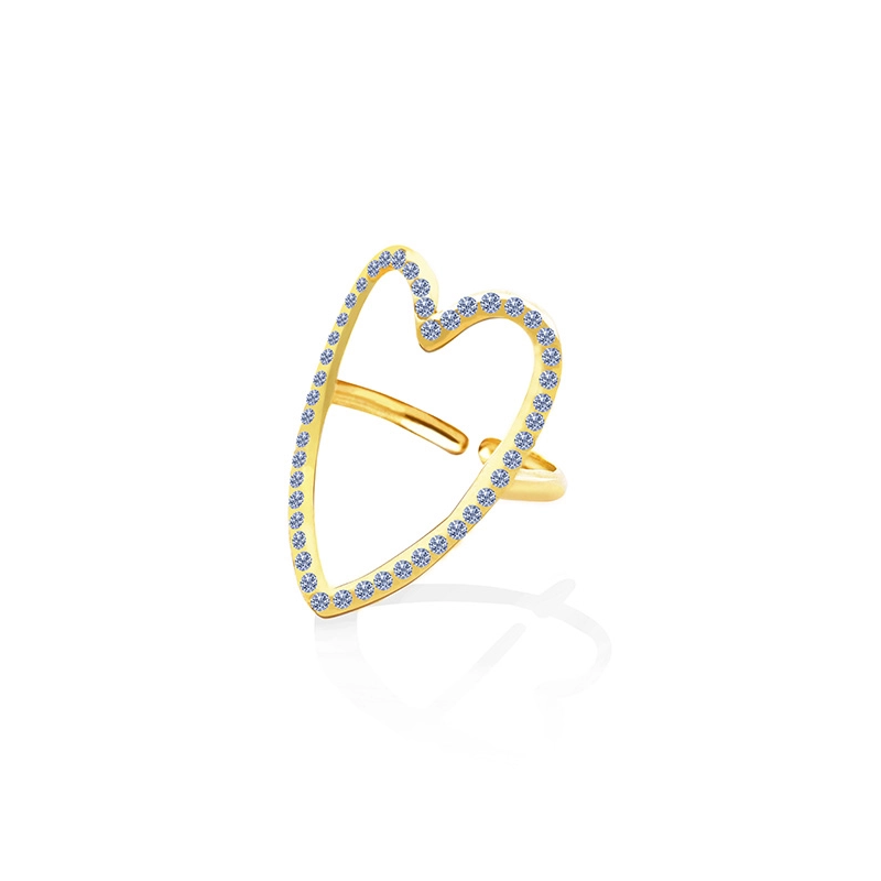 Anello Regolabile Cuore con Strass Multicolore Acciaio