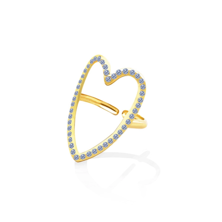 Anello Regolabile Cuore con Strass Multicolore Acciaio