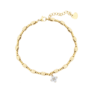 Bracciale Atzeco Pepite Golden' Steel Mono-Charm Quadrifoglio