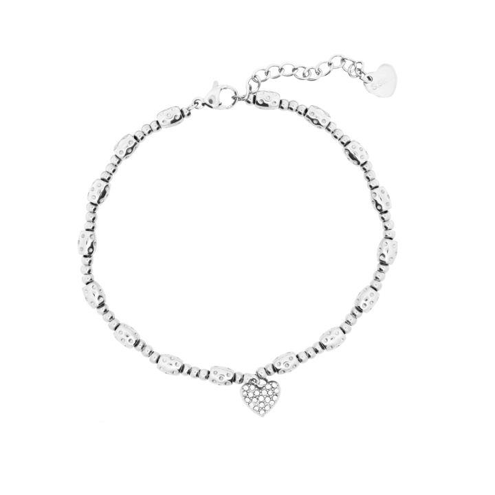Bracciale Atzeco Pepite 'Silver' Steel Mono-Charm Cuore