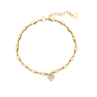 Bracciale Atzeco Pepite 'Golden' Steel Mono-Charm Cuore