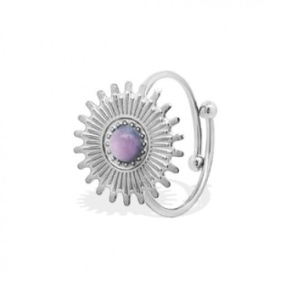 Anello Sole Argento Con Pietra Viola