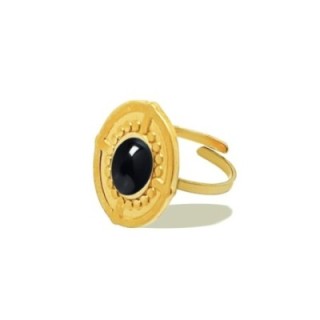 Anello Dorato Con Pietra Onice