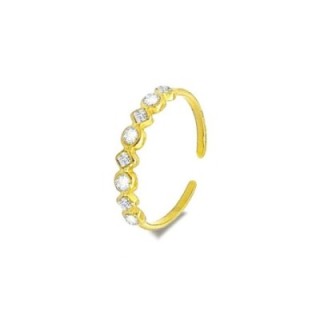 Anello Oro Giallo Regolabile In Zirconia