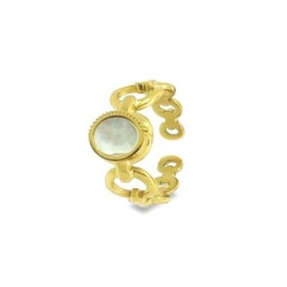 Anello Oro Giallo Ovale Con Conchiglia