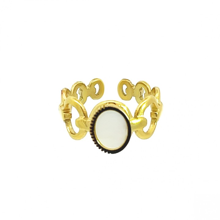 Anello Oro Giallo Ovale Con Conchiglia