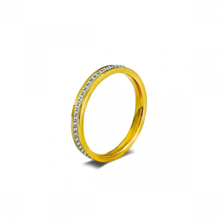 Anello Fedina Oro Giallo con Strass