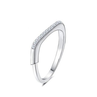 Anello di Fidanzamento Wishbone V-Shape Acciaio Silver con Pavé di Zirconi